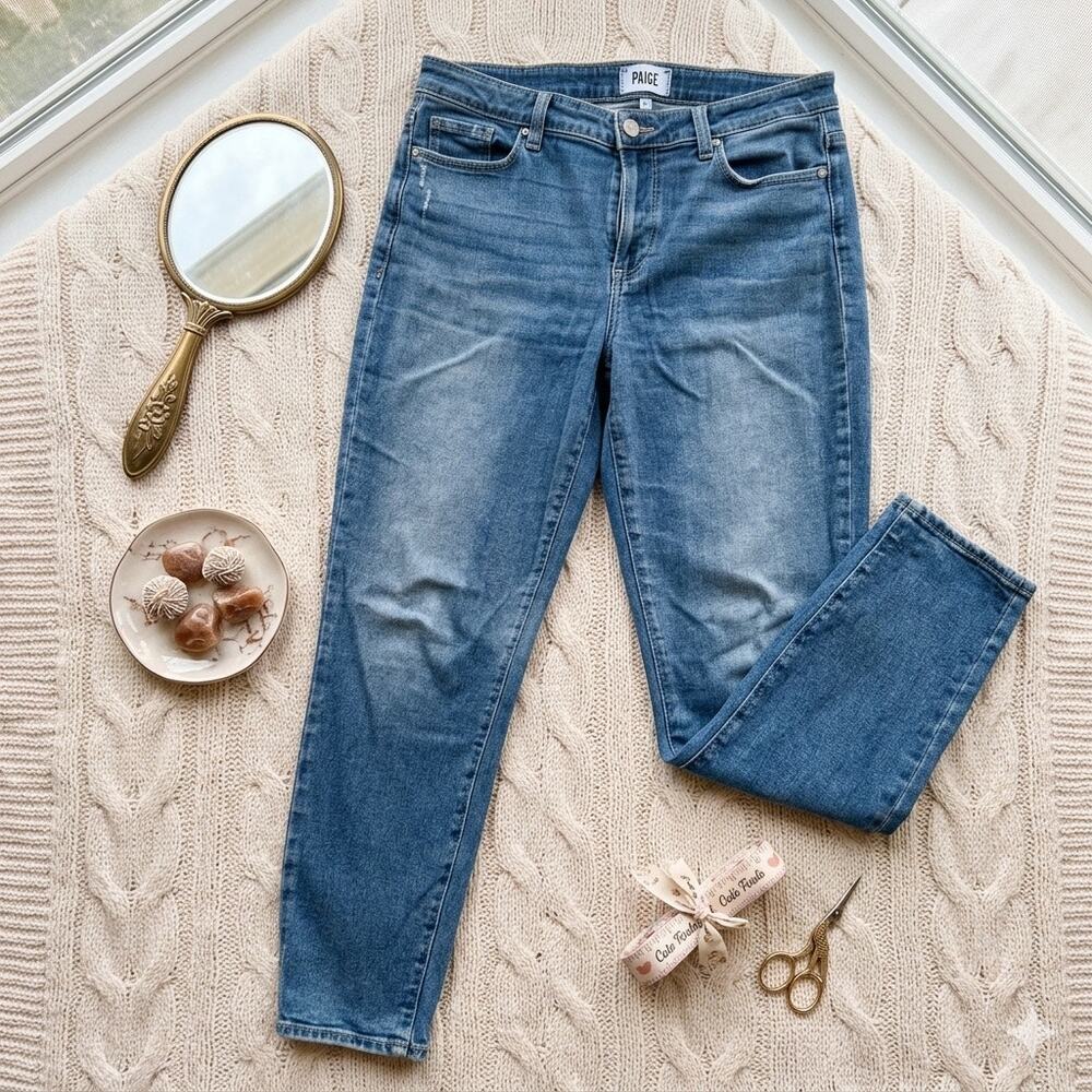 Paige Hoxton Ankle High Rise Slim Fit Skinny Jeans Blue Stretch Size 31